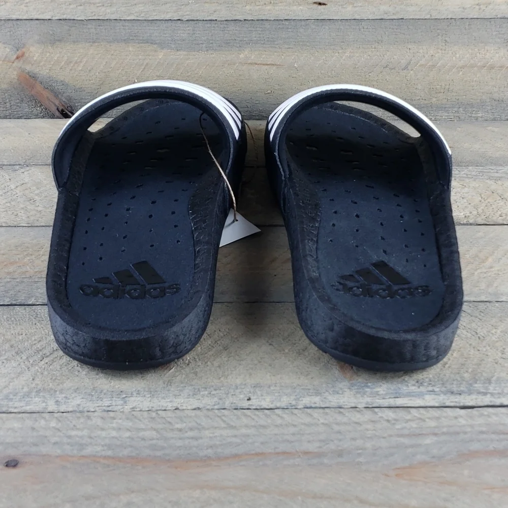adidas Adilette Boost Men's Slides Sandals Black White Supreme Cushioning